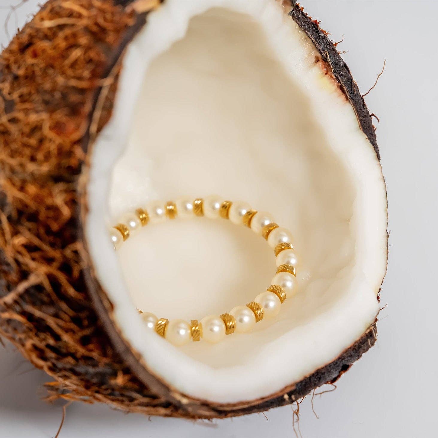 Kiska Glass Pearl Stretch Bracelet: S157