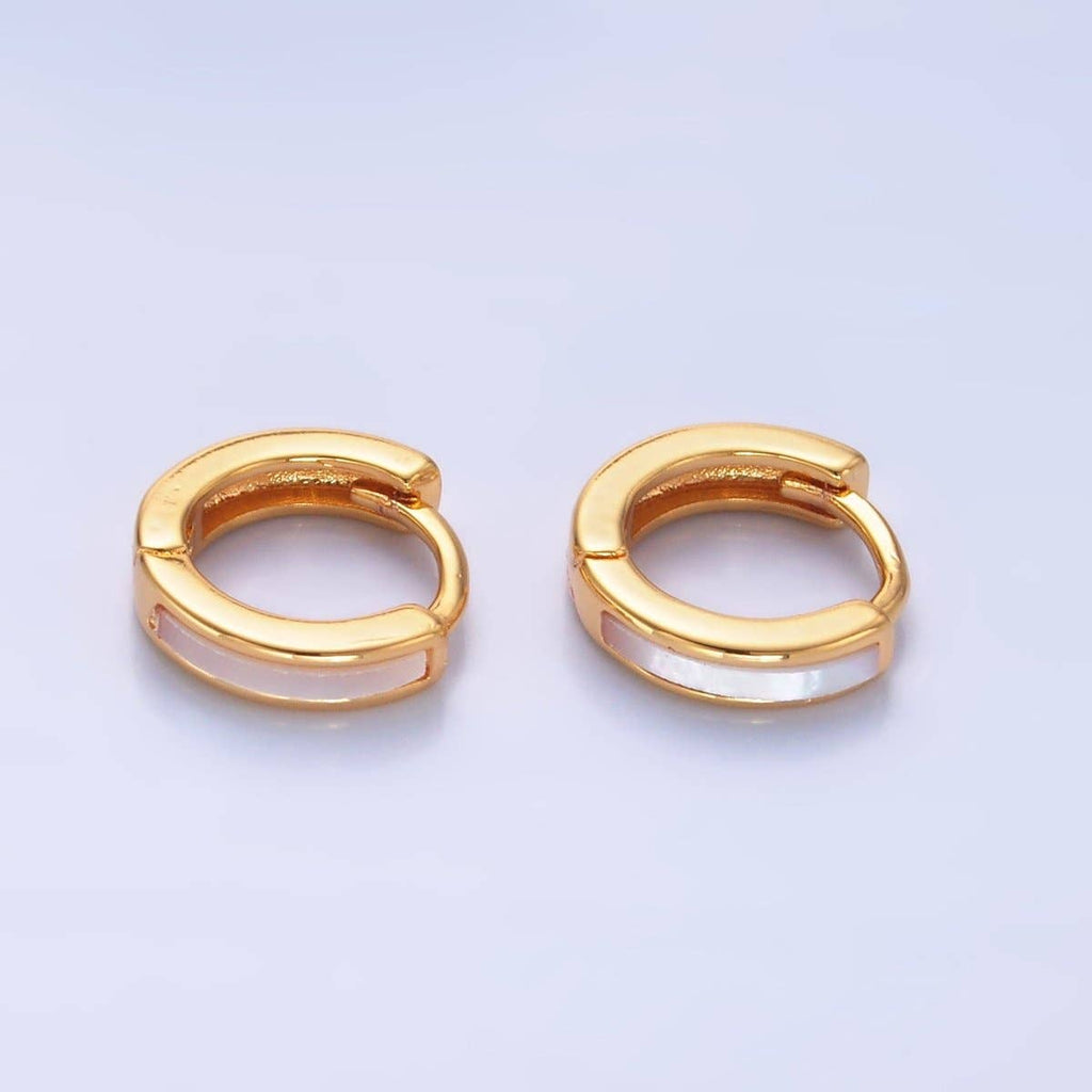 Gold Shell Pearl Huggie Earrings - E51