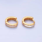 Gold Shell Pearl Huggie Earrings - E51