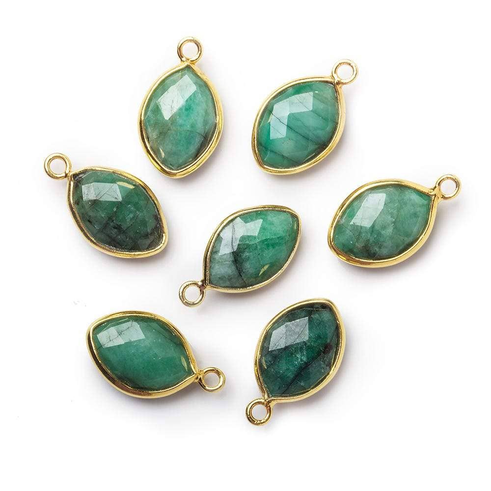 Vermeil Bezel Emerald Marquise Charm - C260