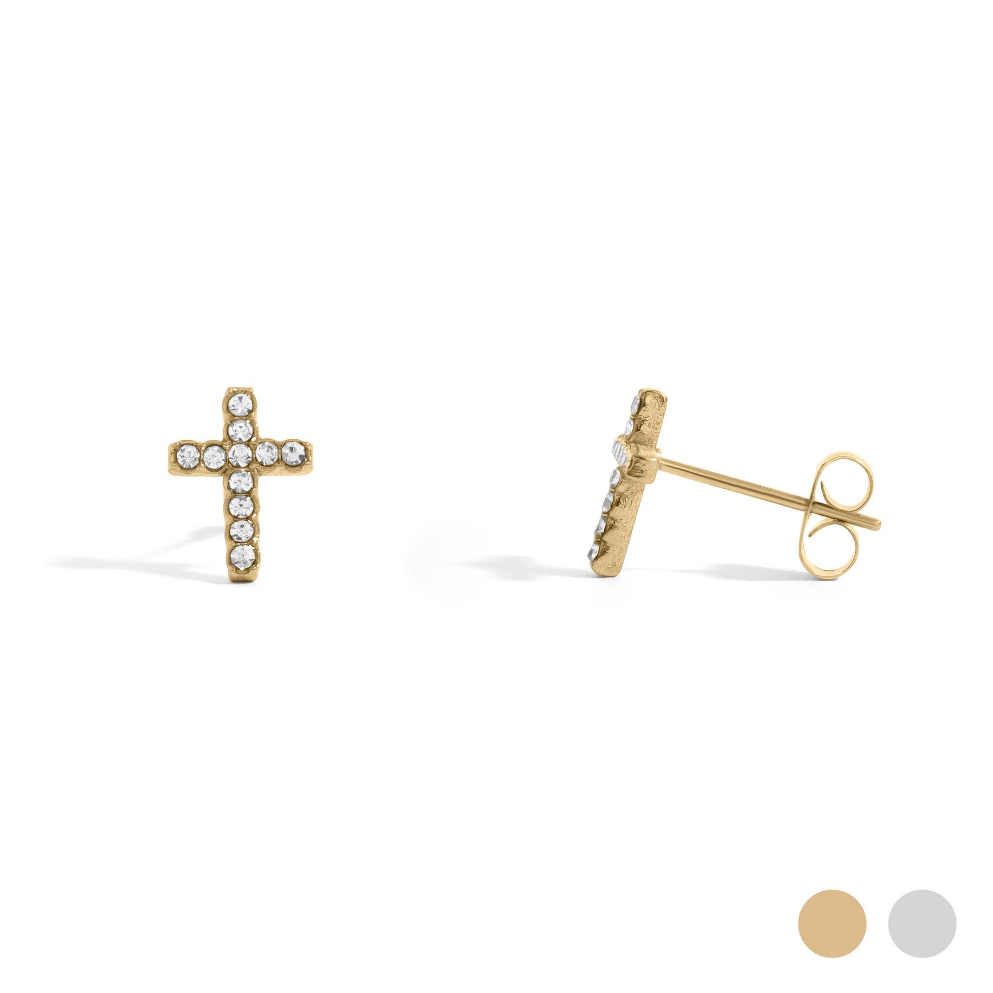 Stone Cross Earrings: E69