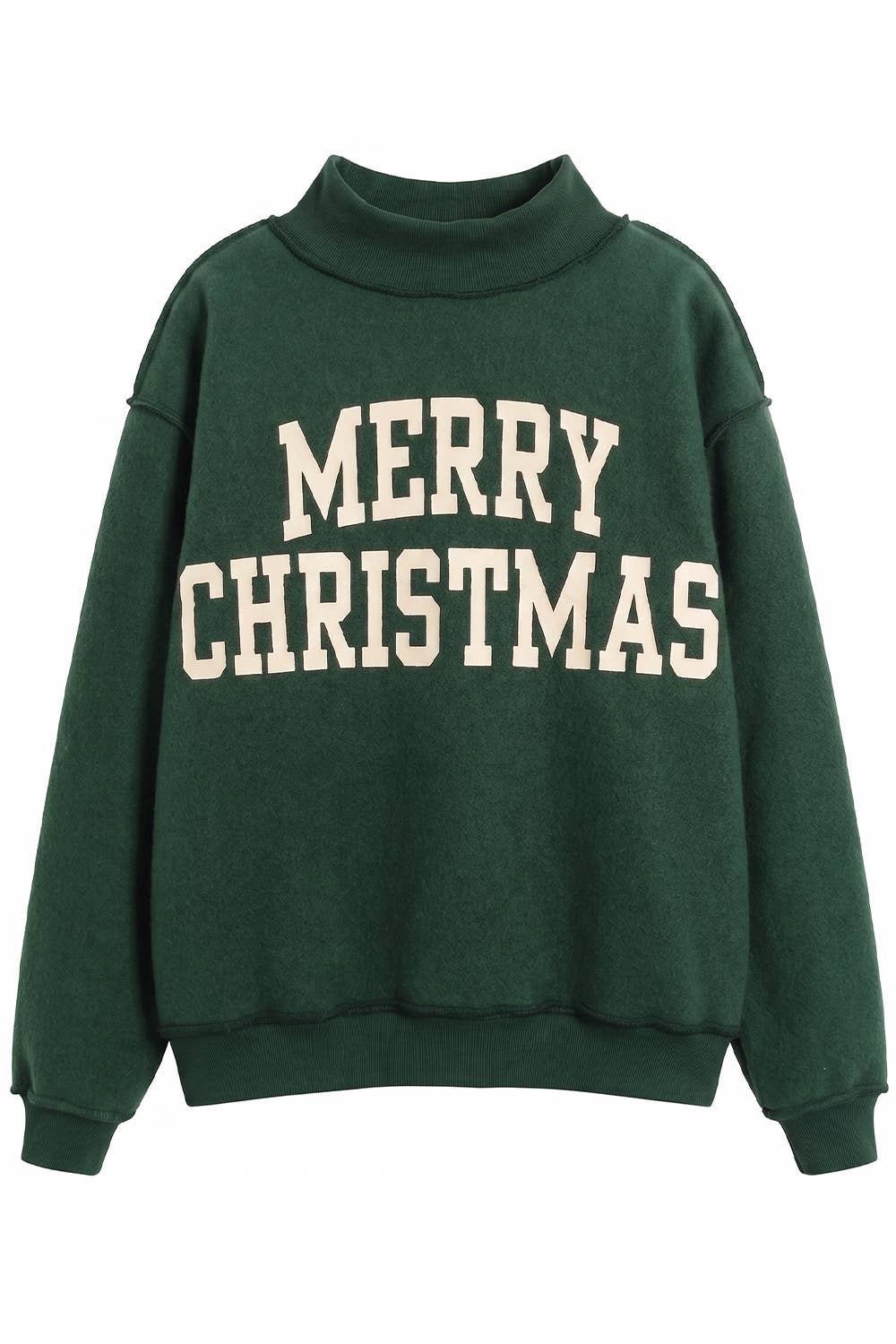 DECKTHEHALLS Reversible Mock-Neck Sweatshirt: FORREST GREEN /