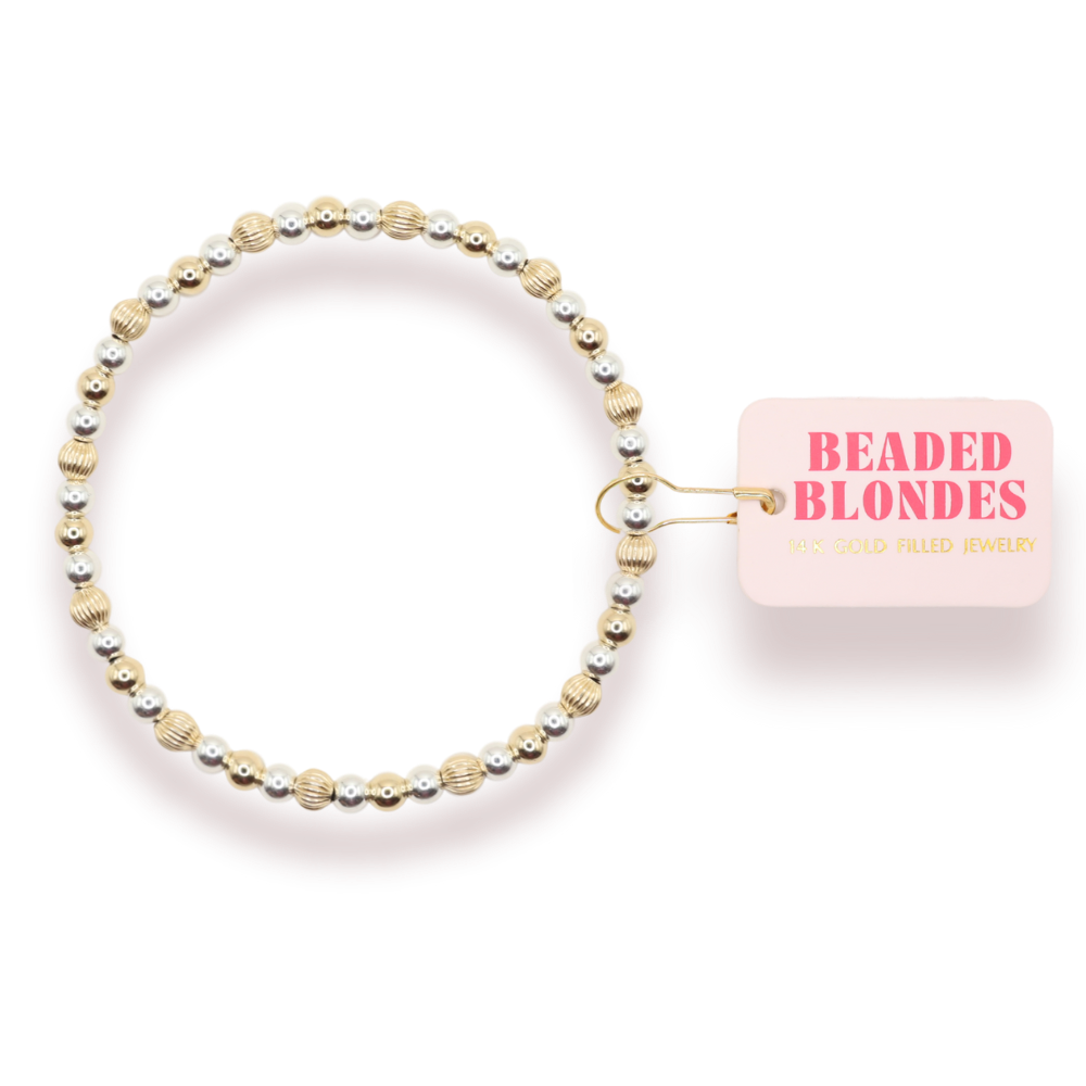 Haven Mixed Metal Fluted Bracelet: Standard 6.75 inch