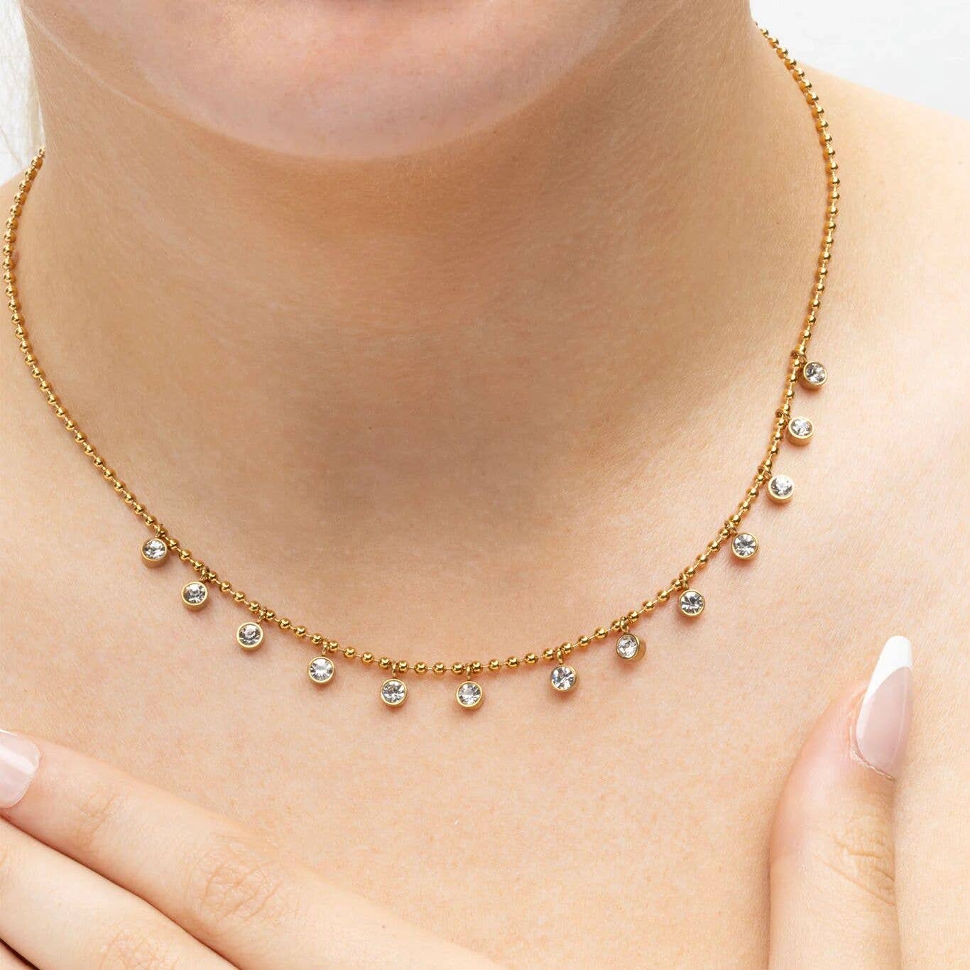 Round Stone Dangle Necklace - N29
