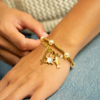 Yellow Gold 8mm Kiska Glass Pearl Stretch Bracelet: S160