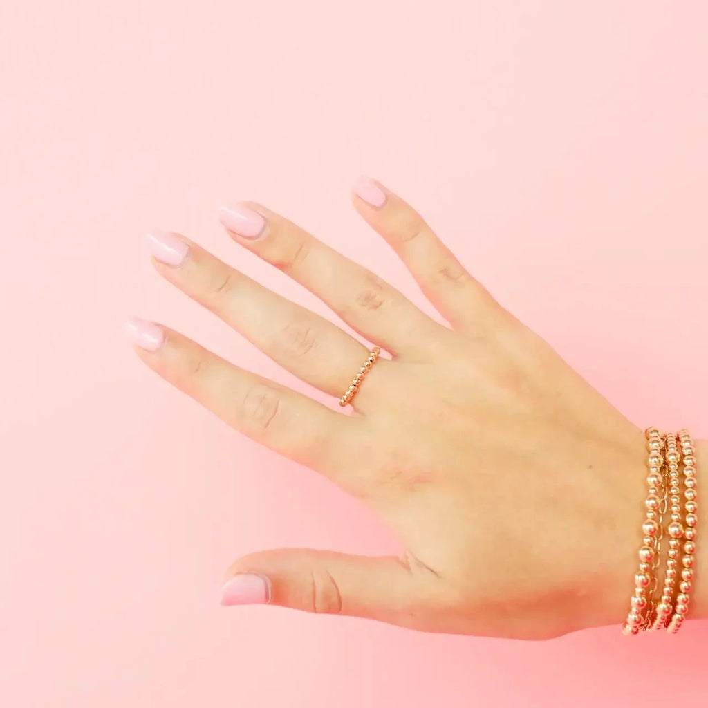 Ella Beaded Band Ring in Gold - B25