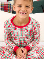 SoftSnooze™ Kids Bamboo Viscose Red & Green Dear Santa Christmas Long Sleeve Pajama Set: Multi-Color