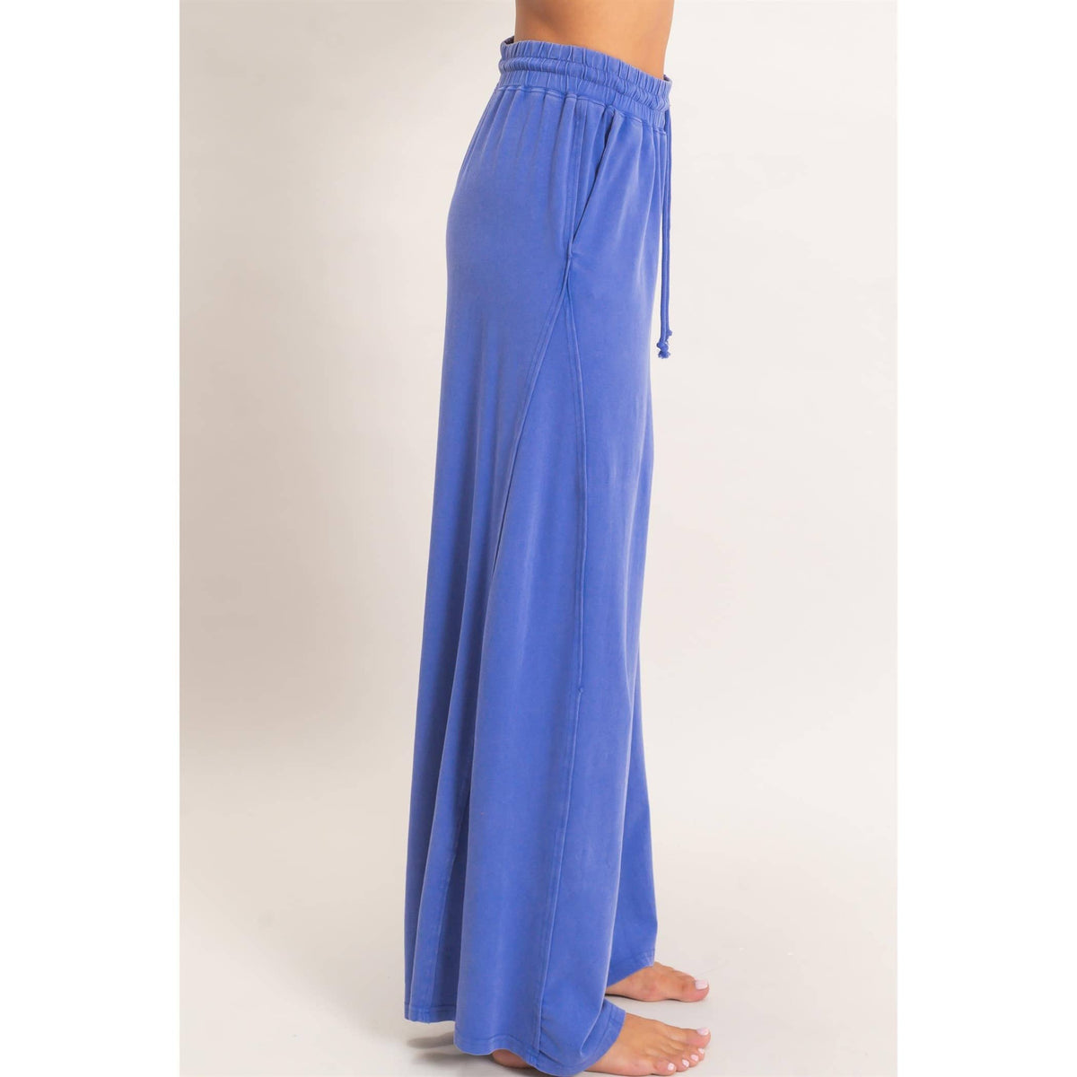 Wide Leg Mineral Wash Pants: BLACK
