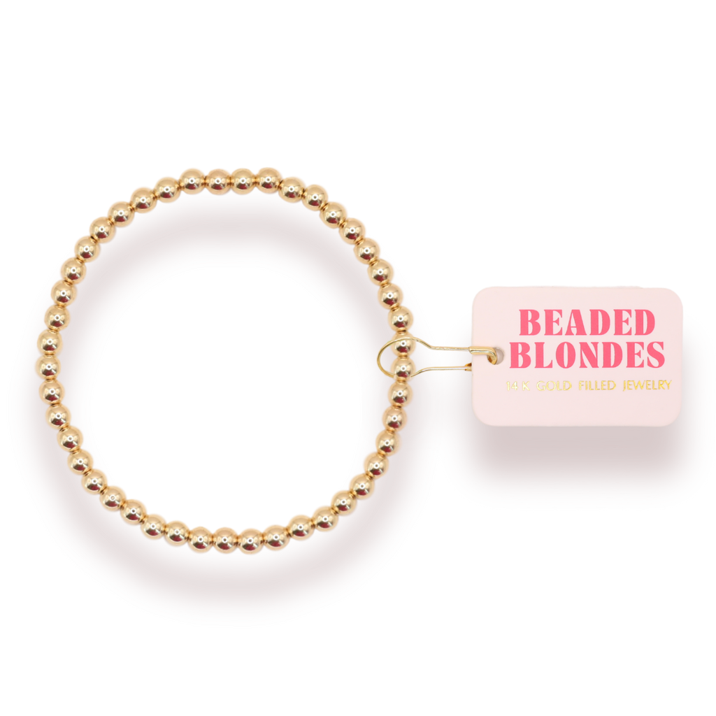 4MM Gold Beaded Bracelet: Standard 6.75 inch