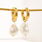 Oceana Gold Statement Large Pearl Earring - E45