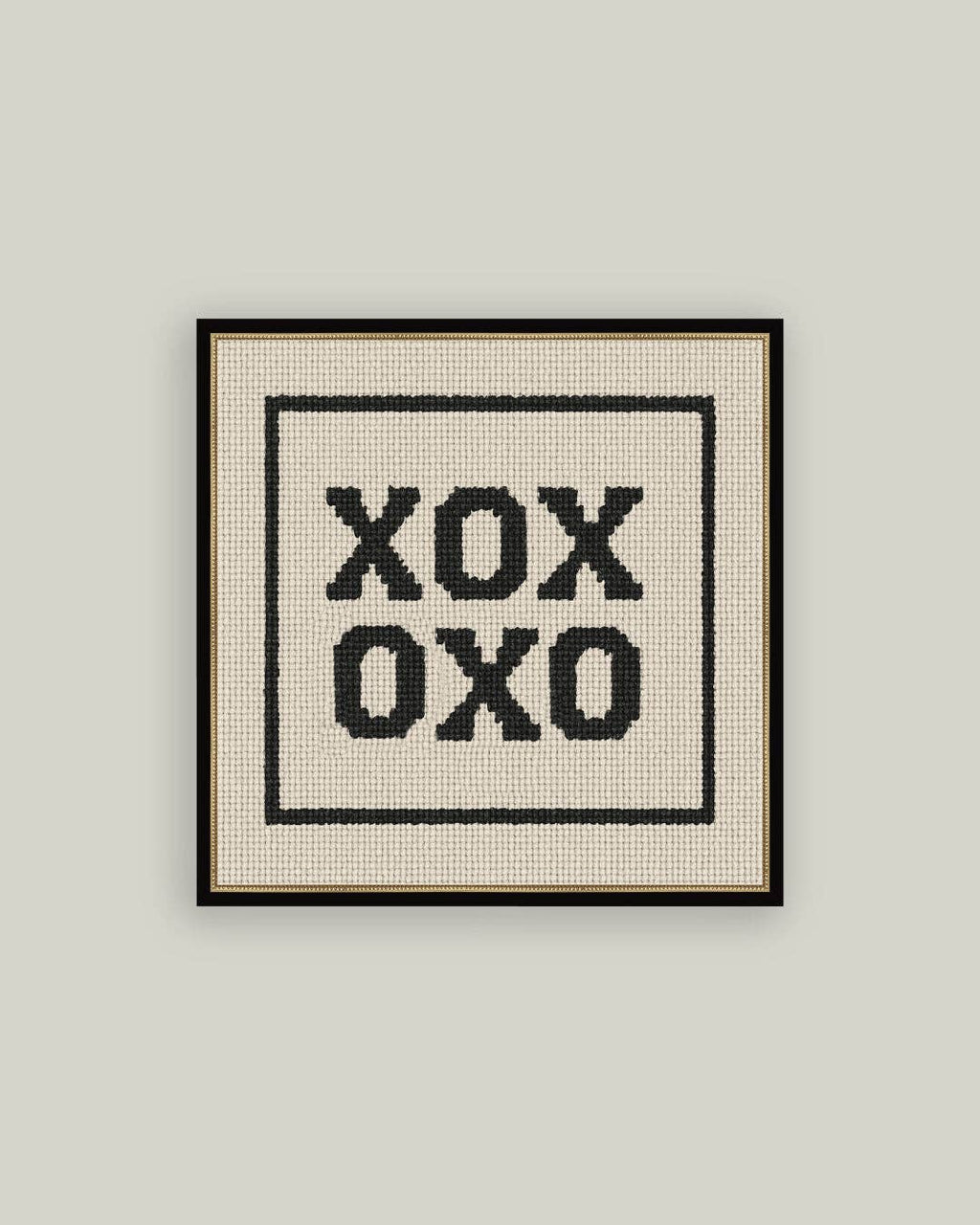 Cross Stitch XOXO Framed Antique Print: 5x5