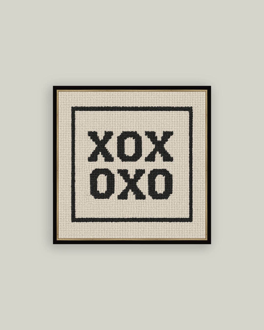 Cross Stitch XOXO Framed Antique Print: 5x5
