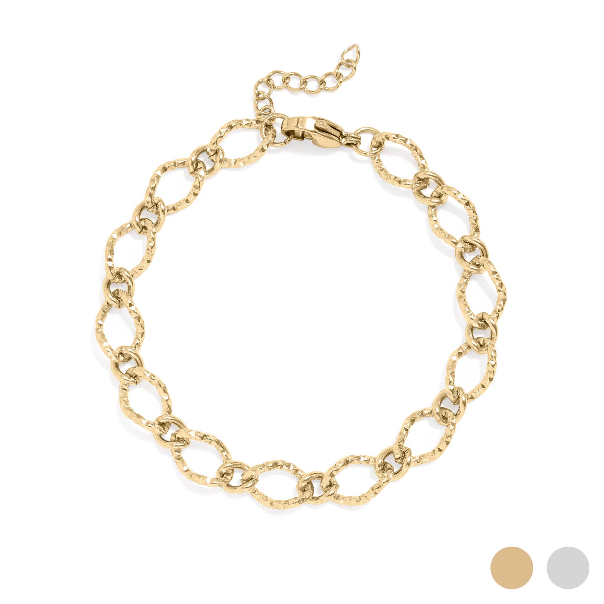 Hammered Oval Chain Bracelet: S43