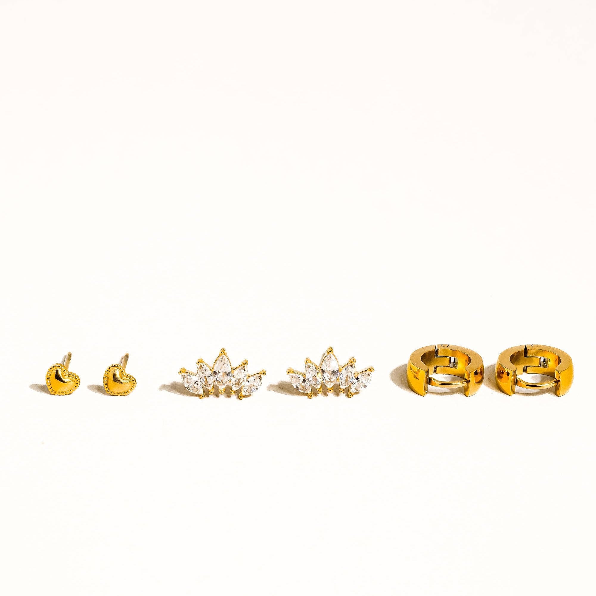 Hearts, Hoops &CZ Earring Set - EE1