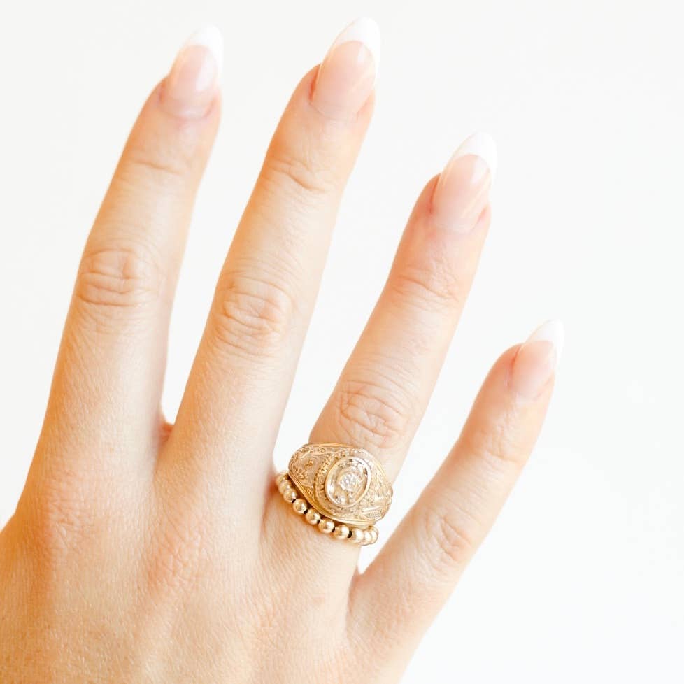 Lauren Beaded Band in Gold - B23