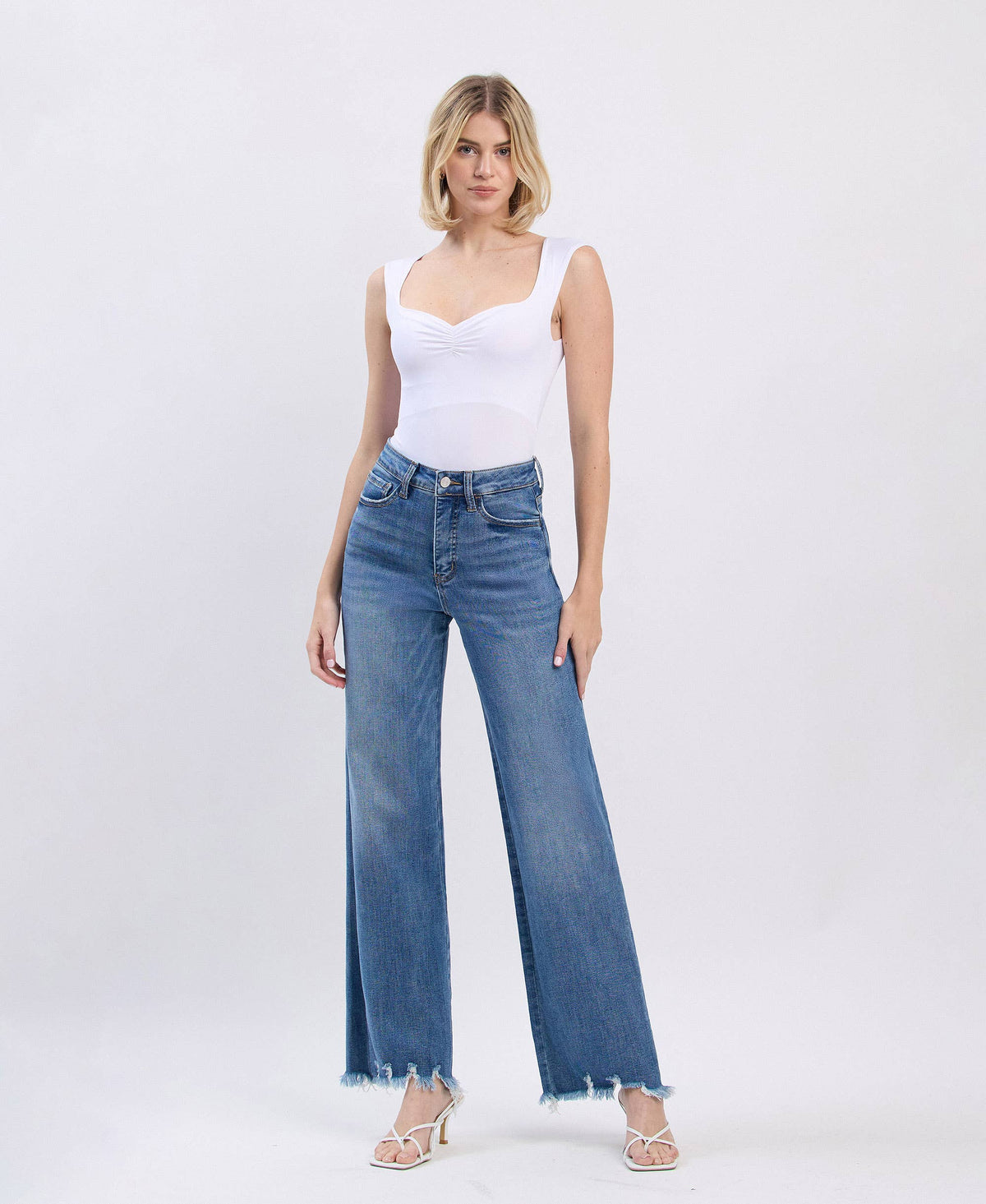 TUMMY CONTROL 90'S VINTAGE SUPER HIGH RISE LOOSE LV1210M: MEDIUM DENIM