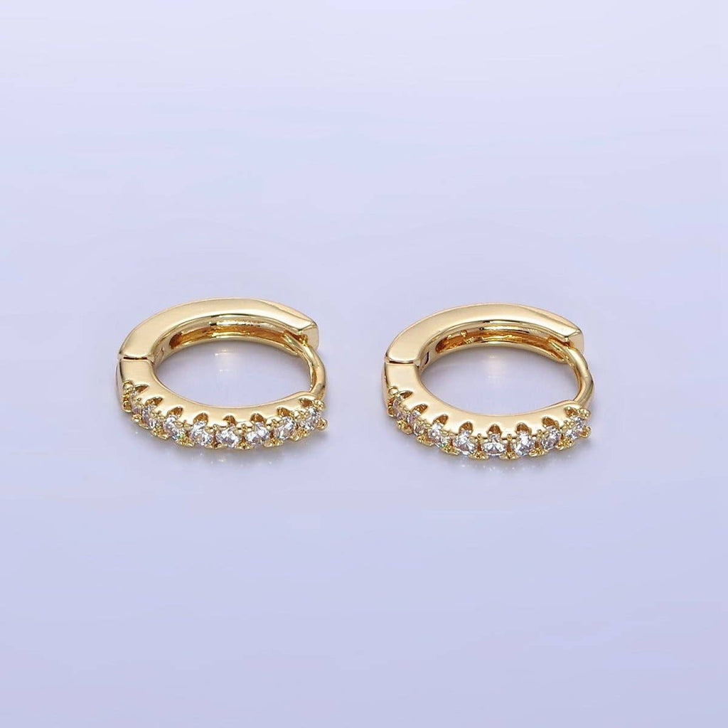 Dainty Girl 15mm Paved Huggie Earrings - E64