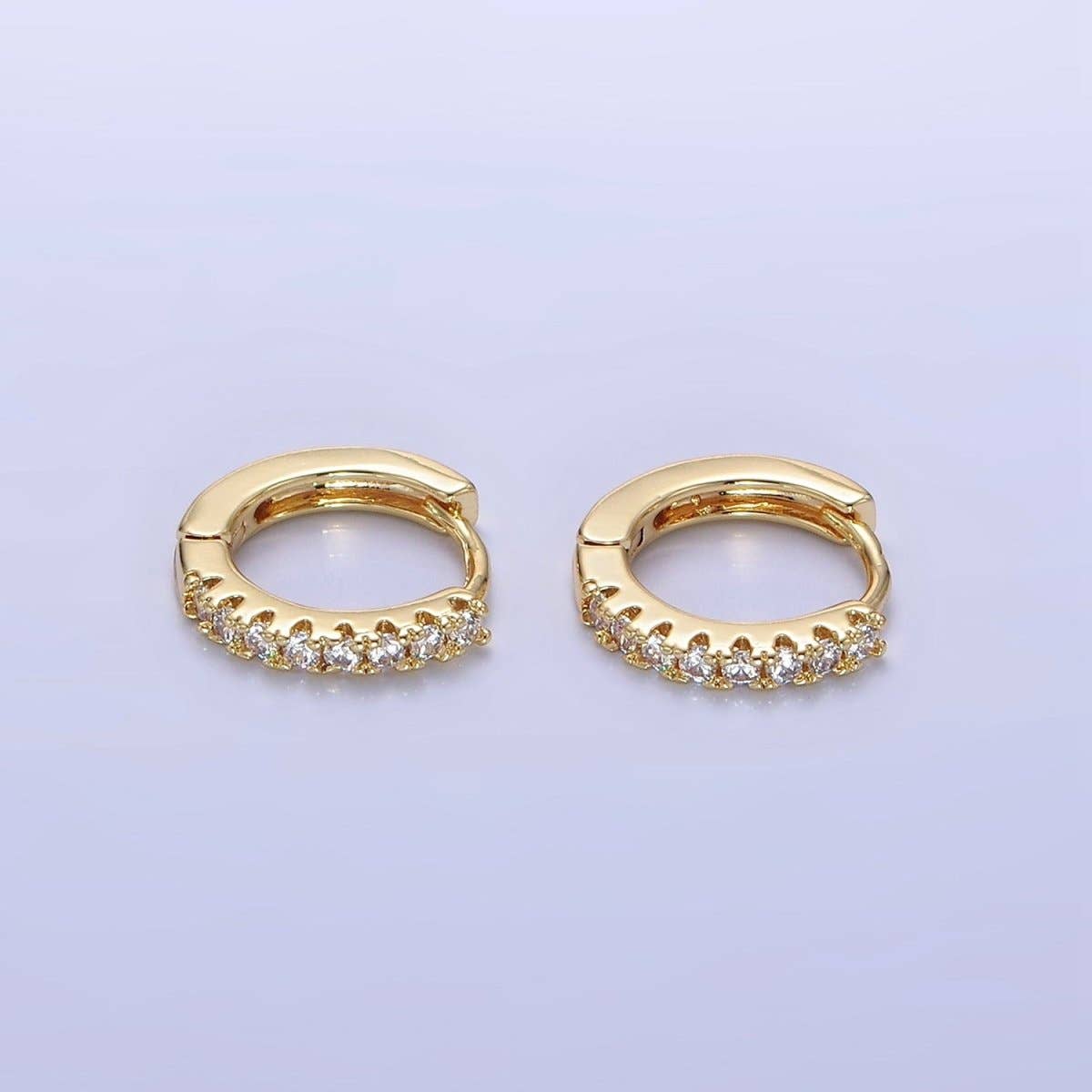 Dainty Girl 15mm Paved Huggie Earrings - E64