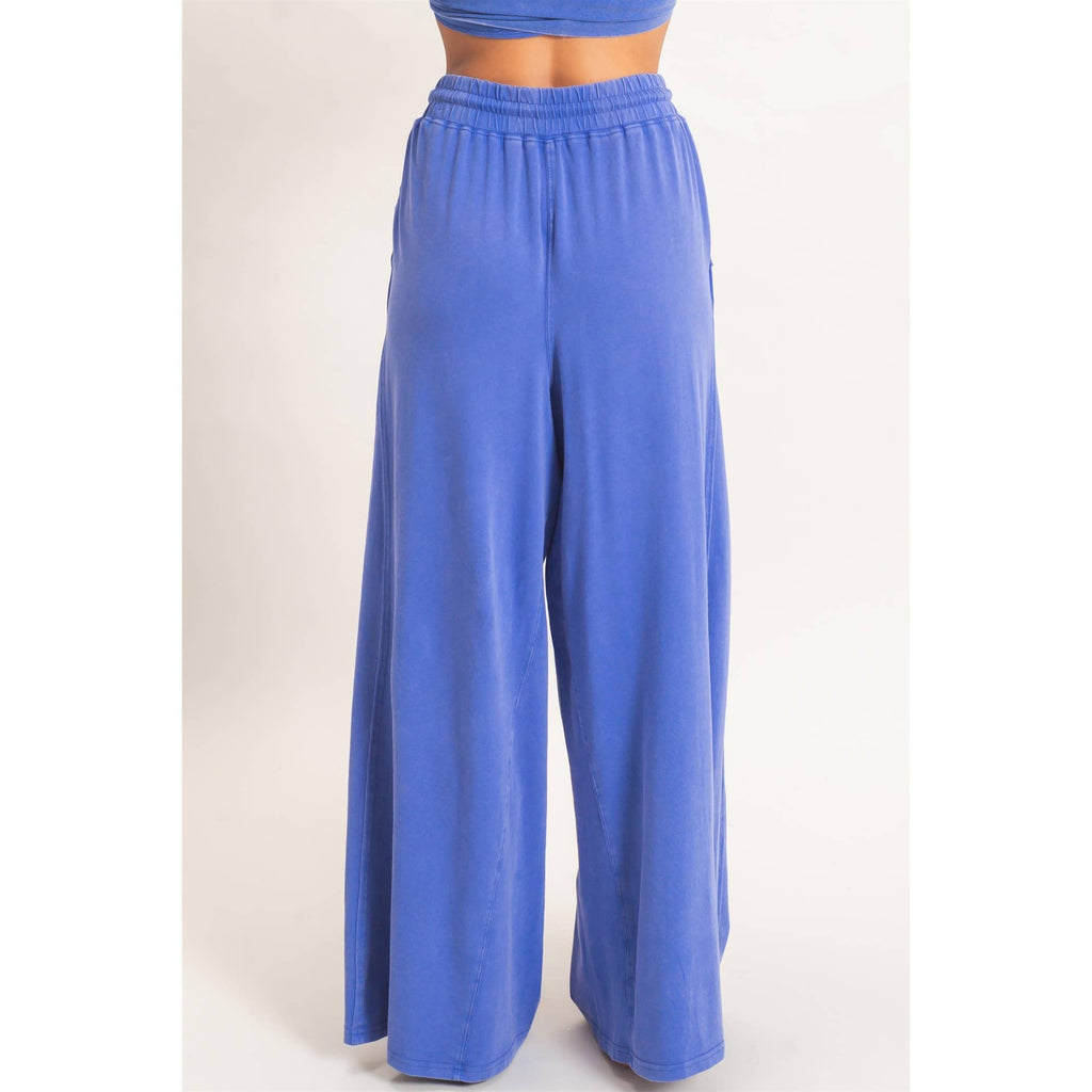 Wide Leg Mineral Wash Pants: BLACK