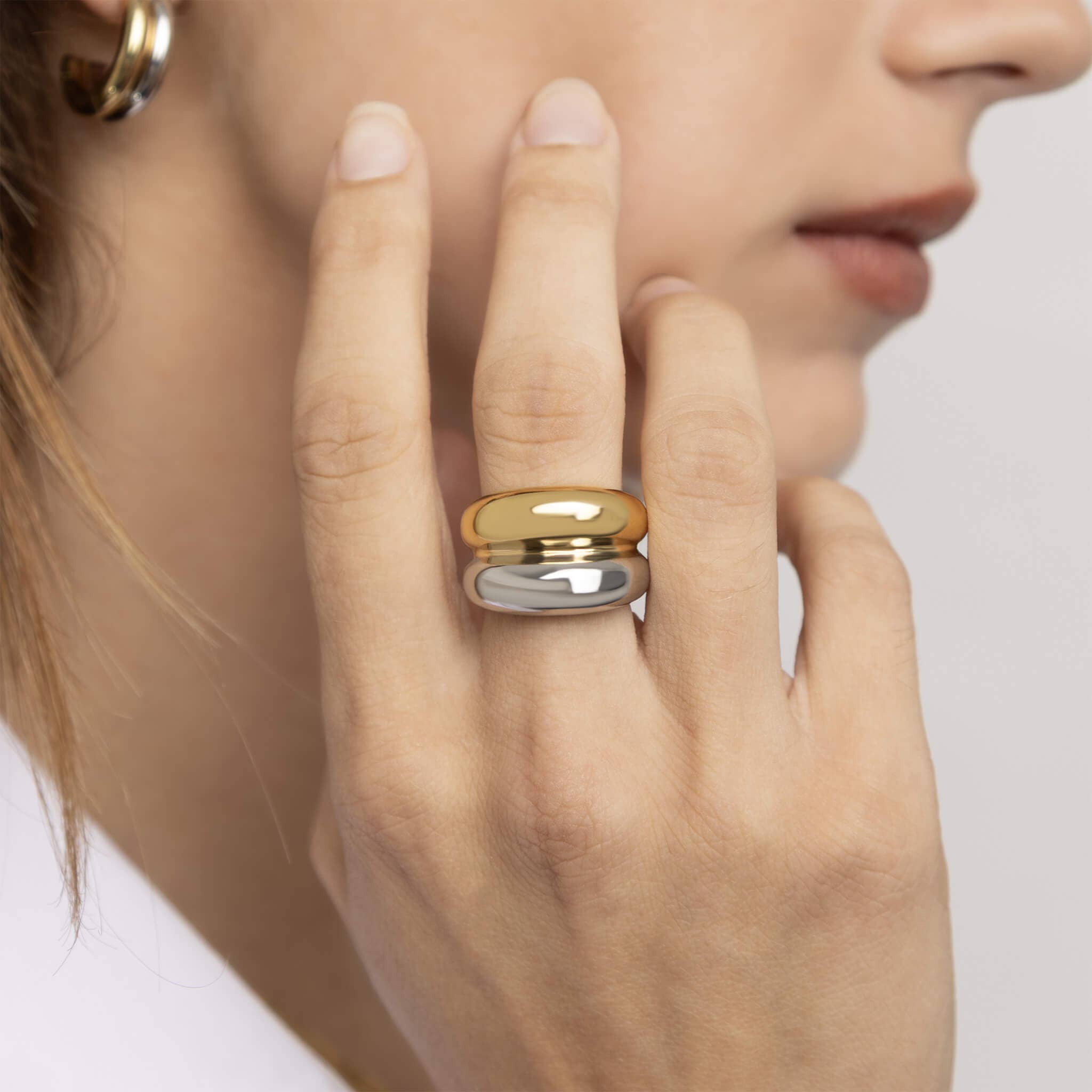 Mixed Metal Statement Ring: A74