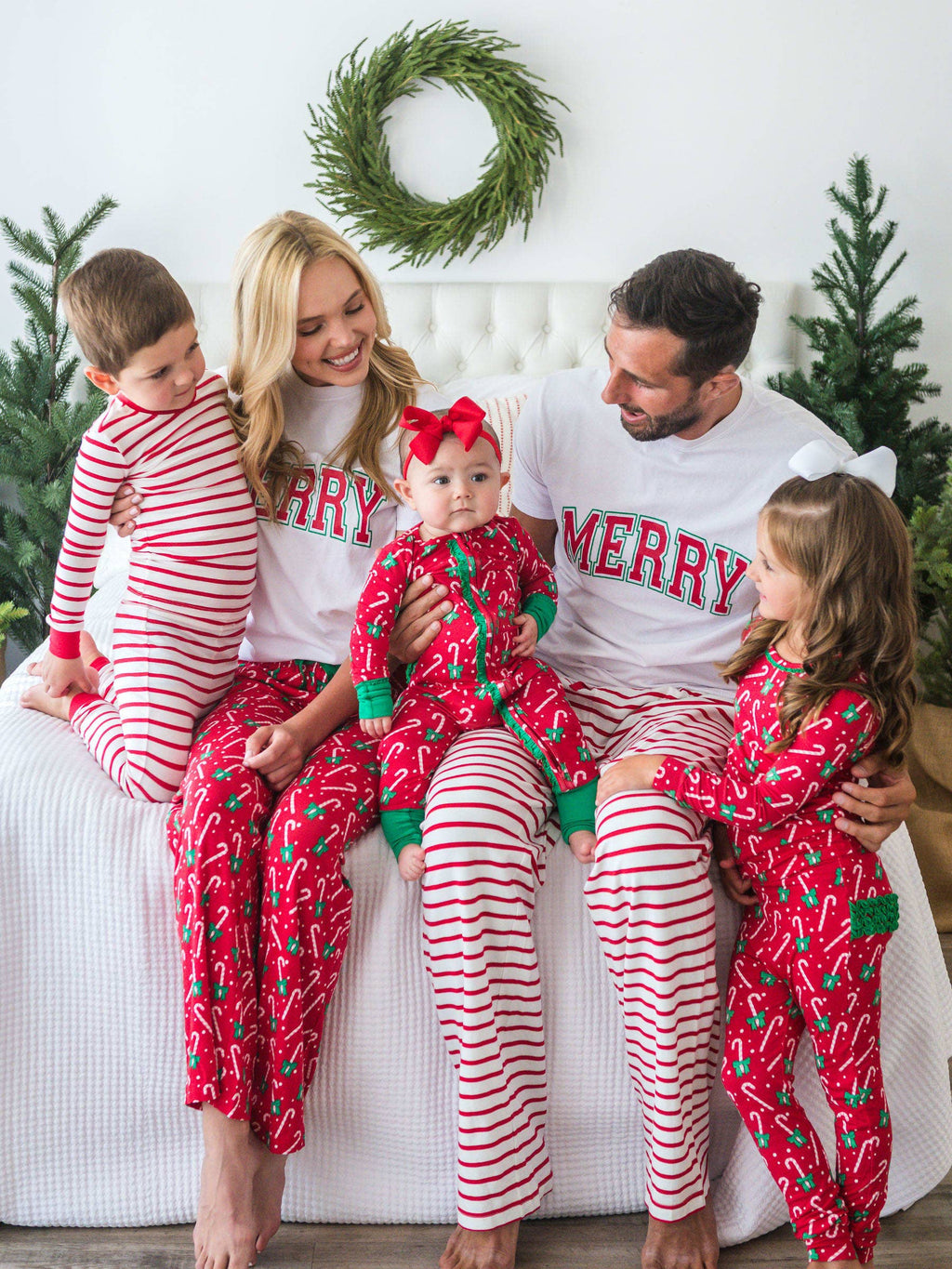 SoftSnooze™ Toddler Girls Bamboo Viscose Candy Cane Cutie Ruffle Long Sleeve Pajama Set with Signature Rear Ruffles: Red / 2T