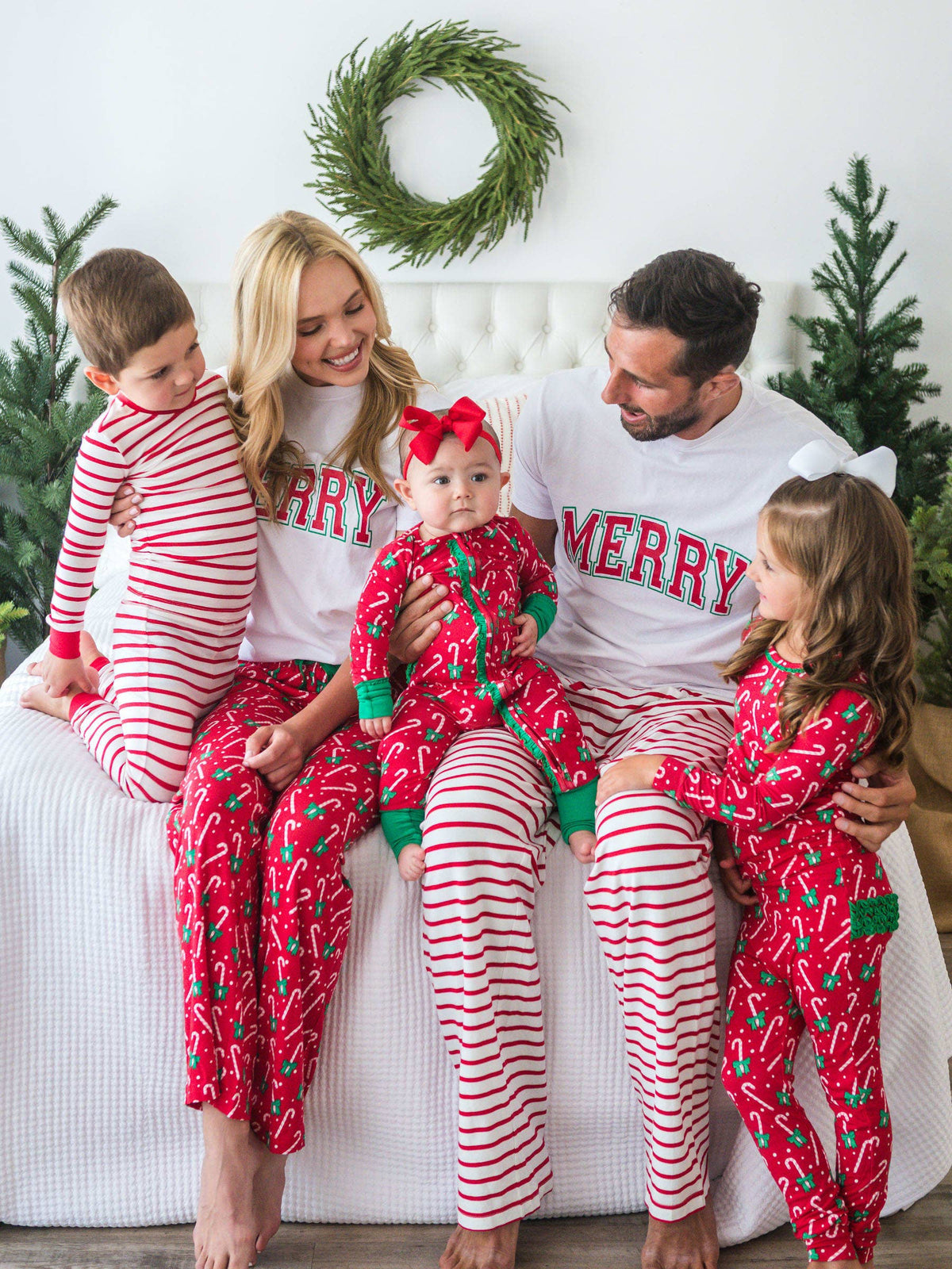 SoftSnooze™ Toddler Girls Bamboo Viscose Candy Cane Cutie Ruffle Long Sleeve Pajama Set with Signature Rear Ruffles: Red / 2T