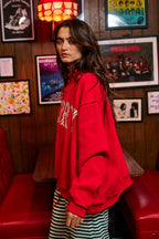 'MERRY' Embroidered Mock Neck Sweatshirt : MERRY