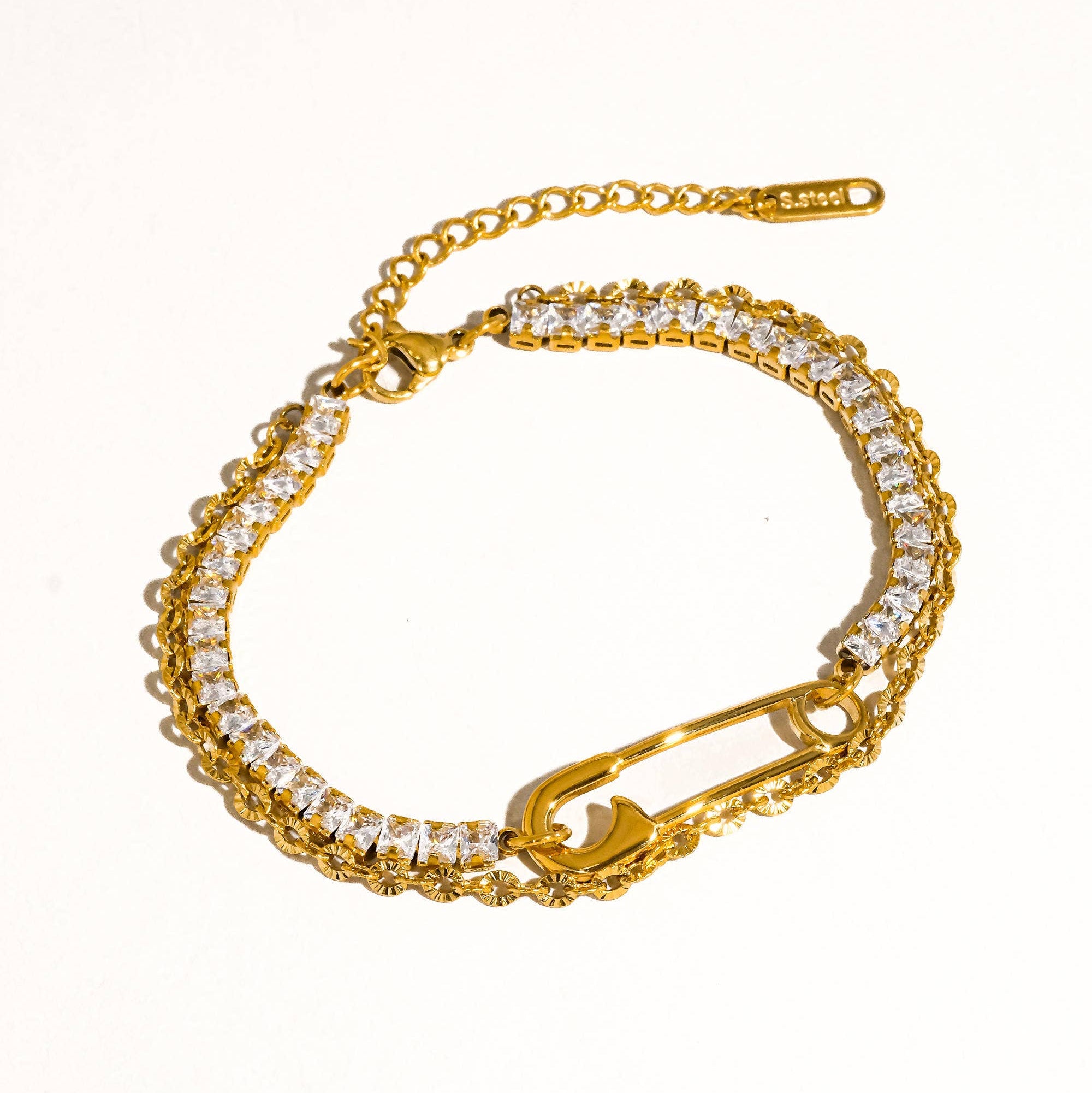 Glam Rhinestone Clip Bracelet: S128