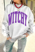 Halloween Slogan Print Mock Neck Reversible Sweatshirt