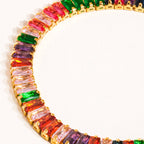 Hazel 18K Gold Multicolor CZ Chain Bracelet: Multi-Colored : S4