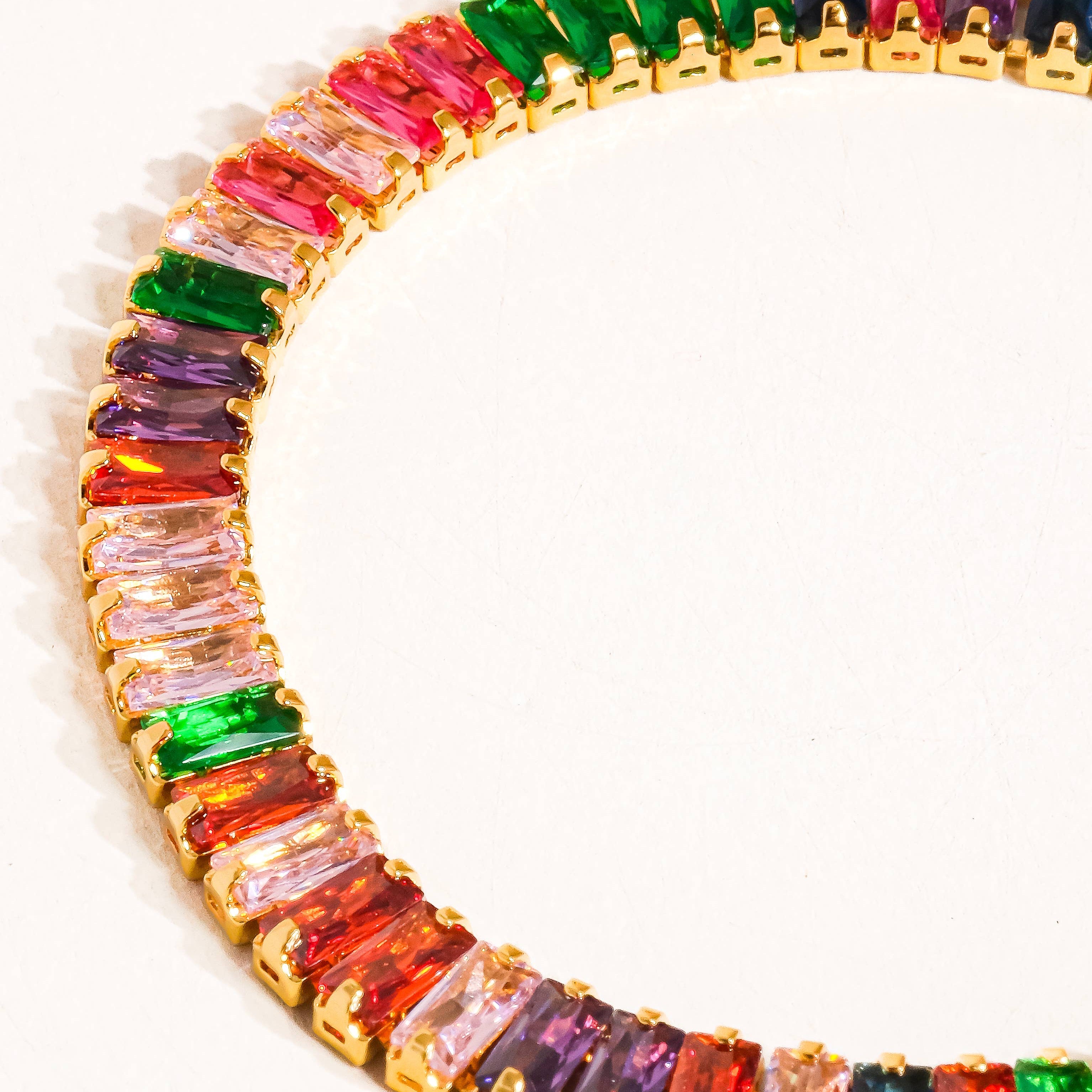Hazel 18K Gold Multicolor CZ Chain Bracelet: Multi-Colored : S4