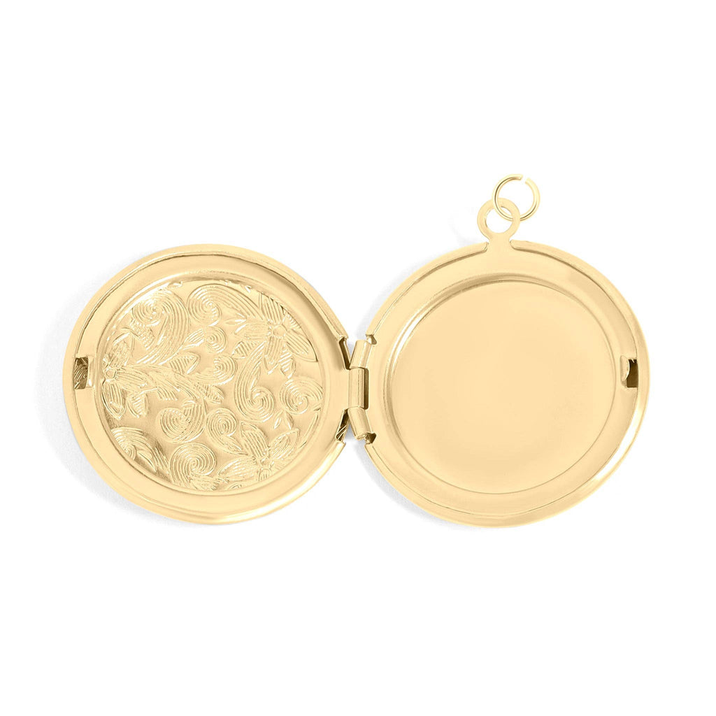 Round Textured Floral Locket Charm - C230