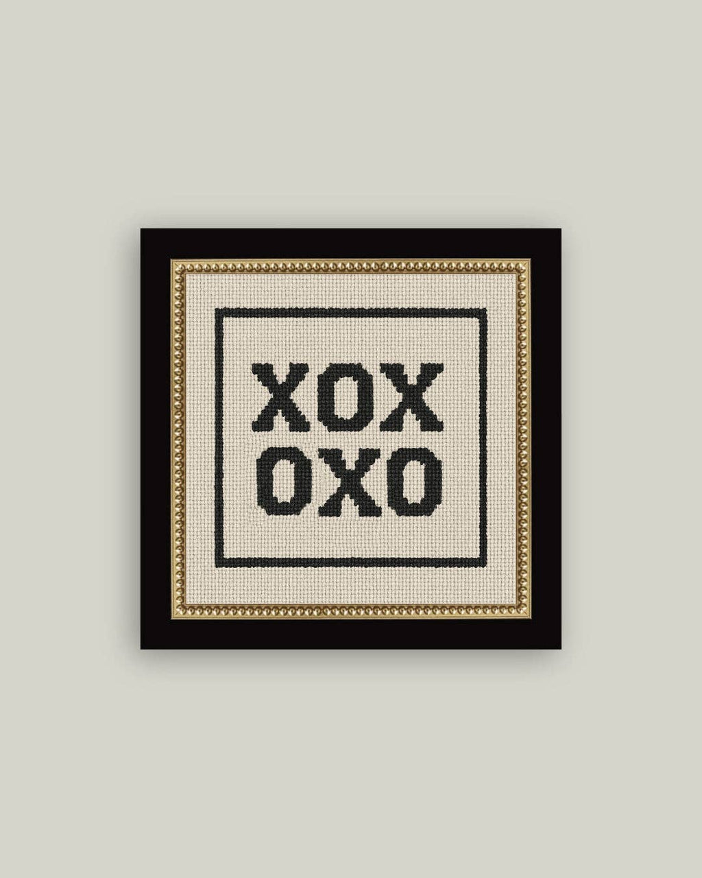 Cross Stitch XOXO Framed Antique Print: 5x5
