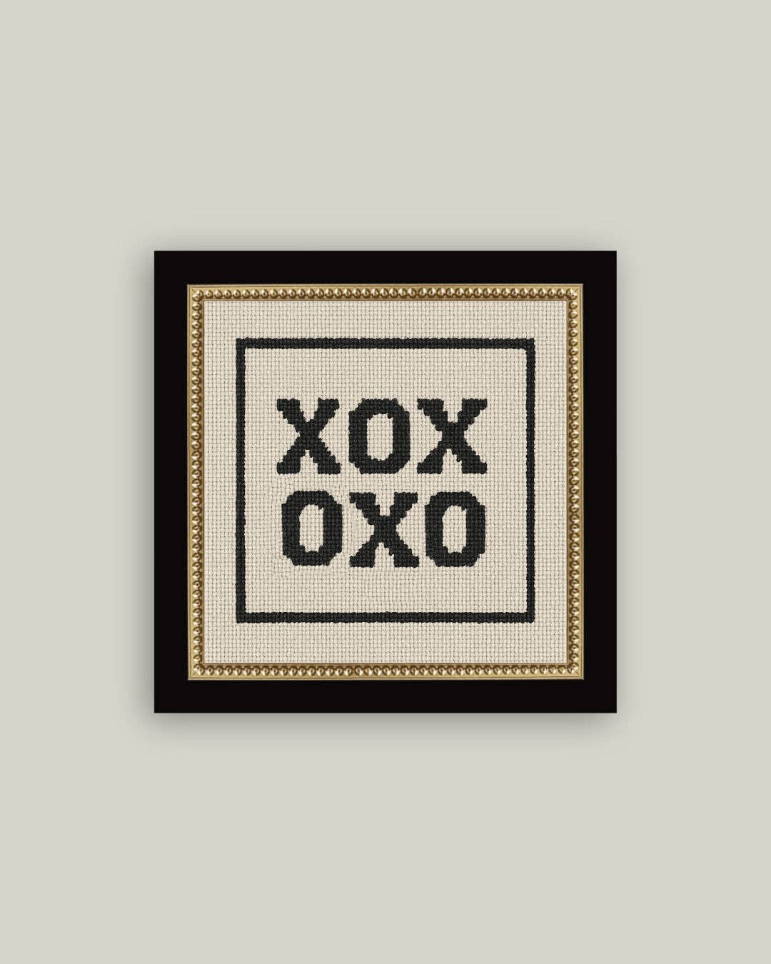 Cross Stitch XOXO Framed Antique Print: 5x5