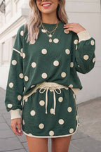 Polka Dot Print 2pcs Skort Set