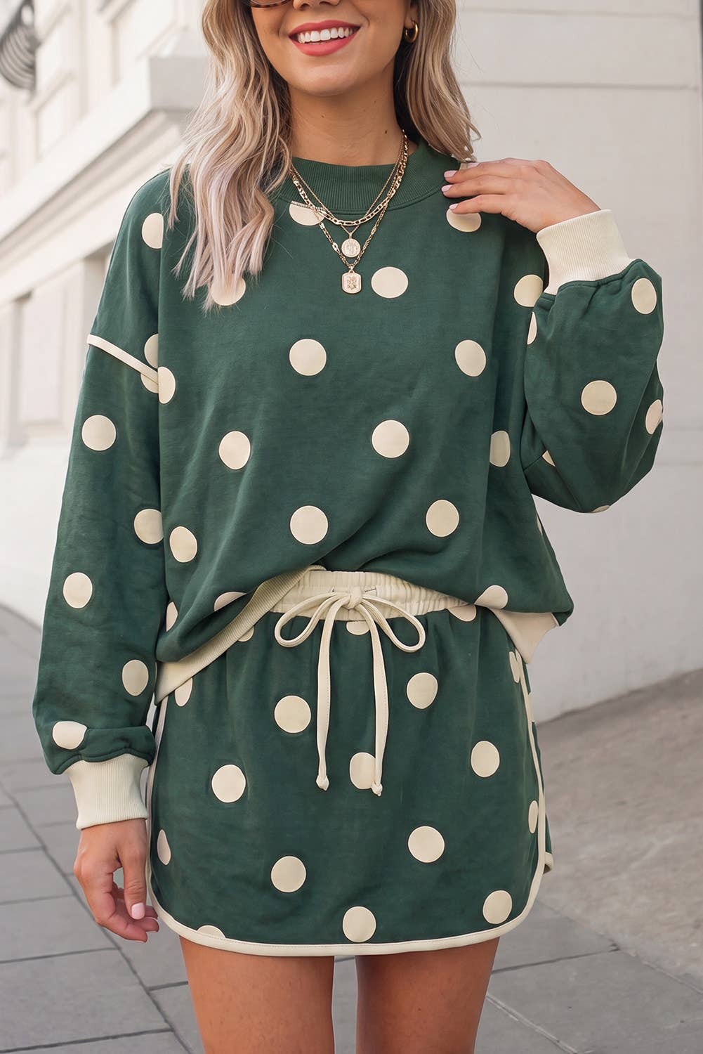 Polka Dot Print 2pcs Skort Set