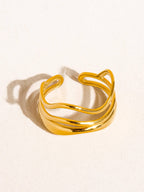 Gold Wave Layer Adjustable Ring - A143
