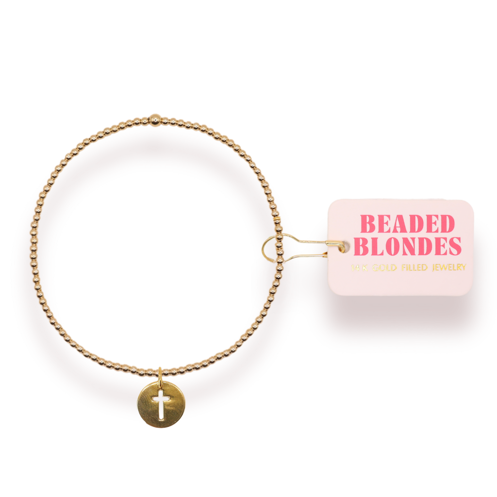 Cross Cutout Charm Bracelet: Standard 6.75 inch