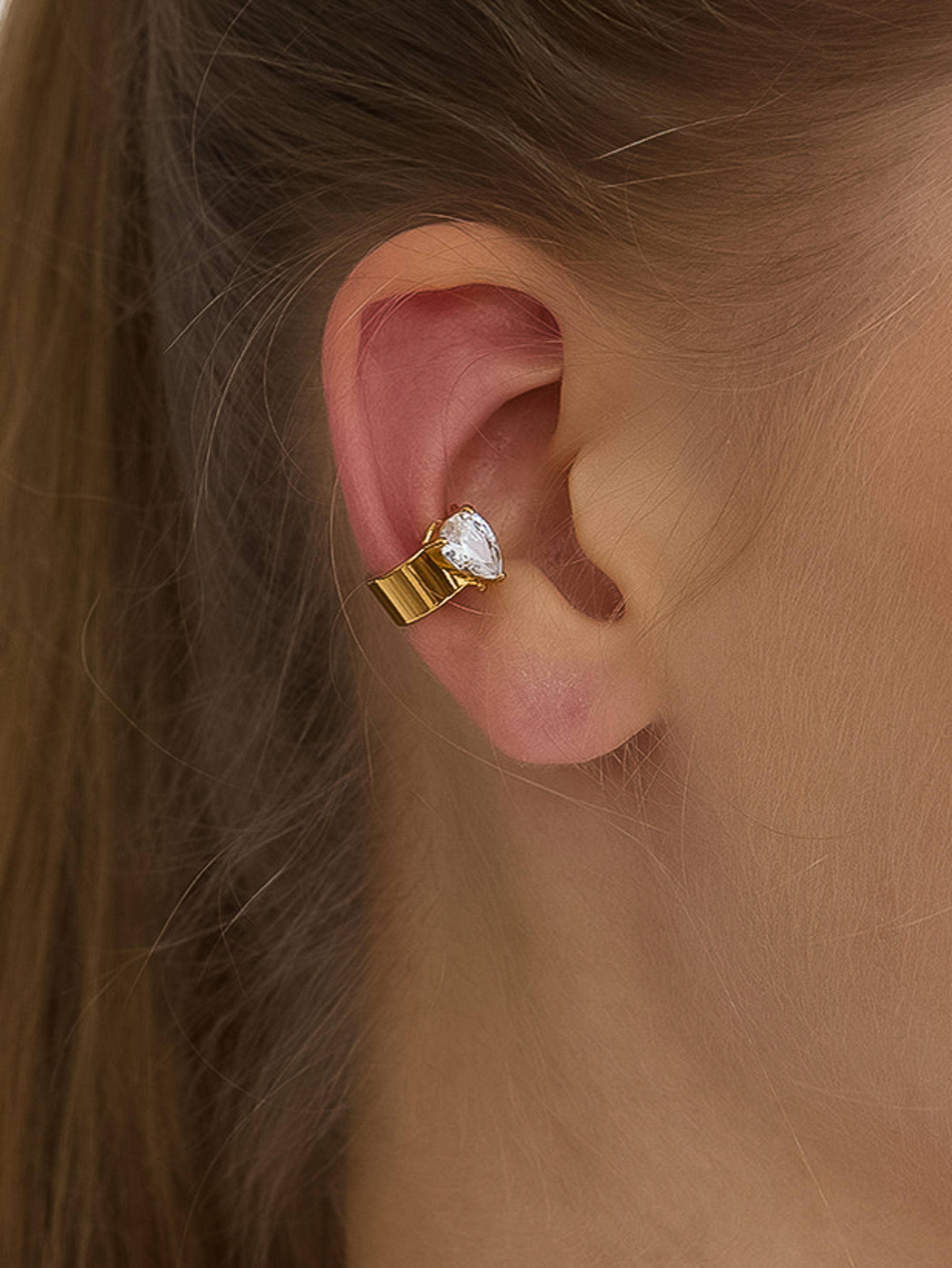 Diamond Teardrop Cuff Earring - E96