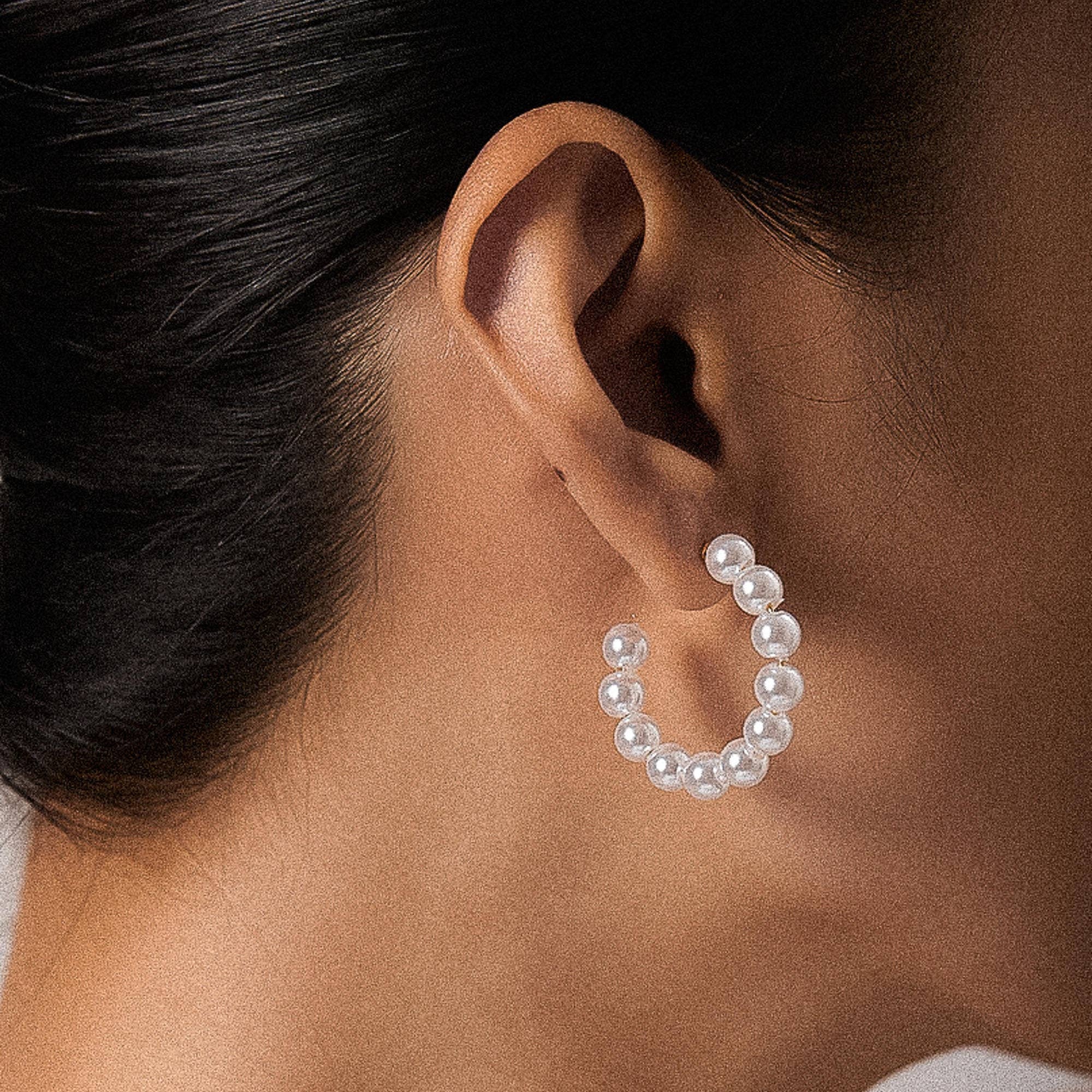 Pearl Hoop Earrings - E51