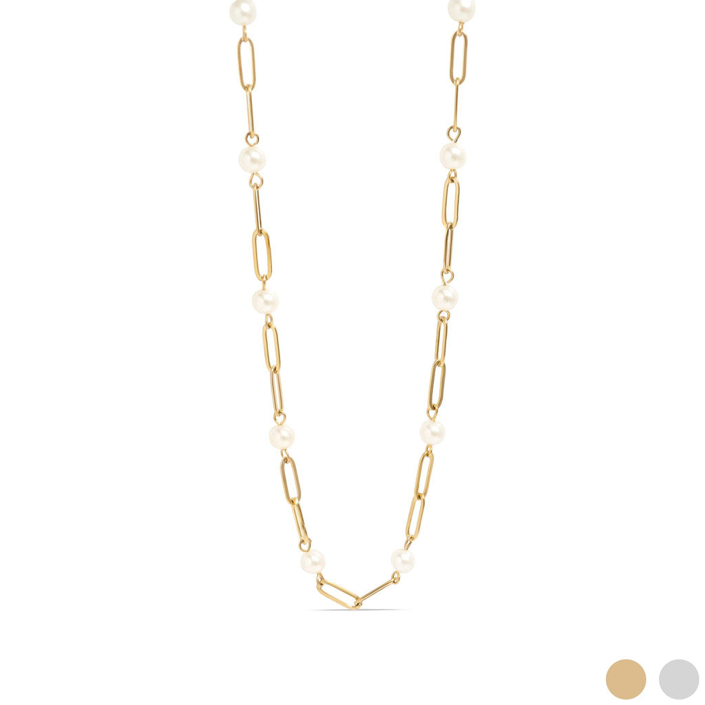 Pearl Paperclip Chain Necklace - N158