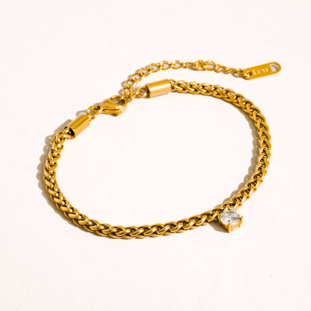 Braided Diamond Tear Bracelet - SS32