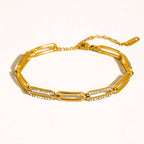 Paperclip Glam Rhinestone Chain Bracelet: S129