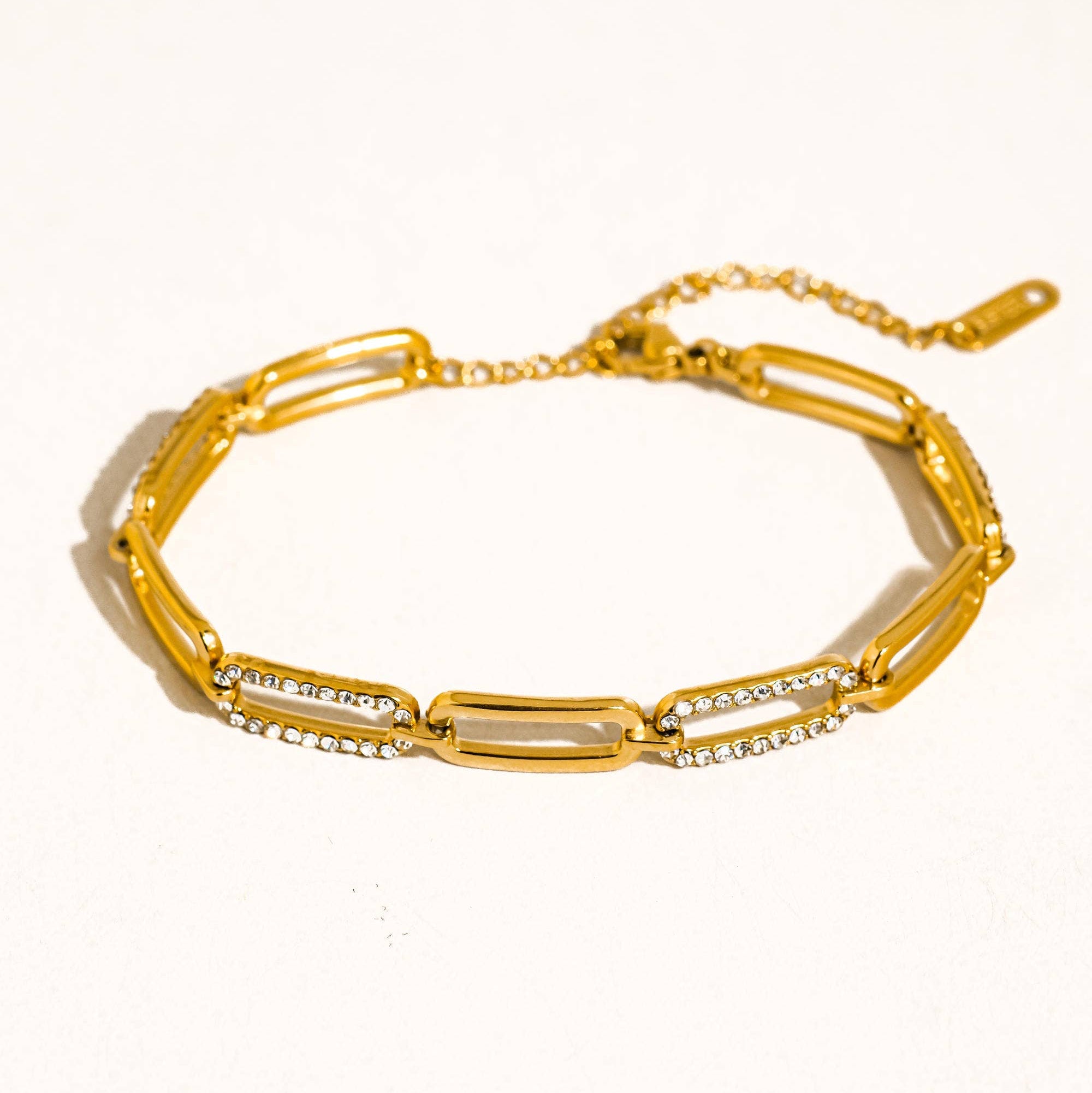 Paperclip Glam Rhinestone Chain Bracelet: S129