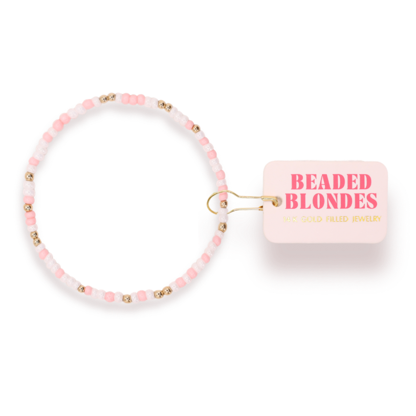 Light Pink & Luster White Sprinkle Bracelet: Standard 6.75 Inch