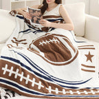 Football Pattern Throw Blanket with Tassels: FC3