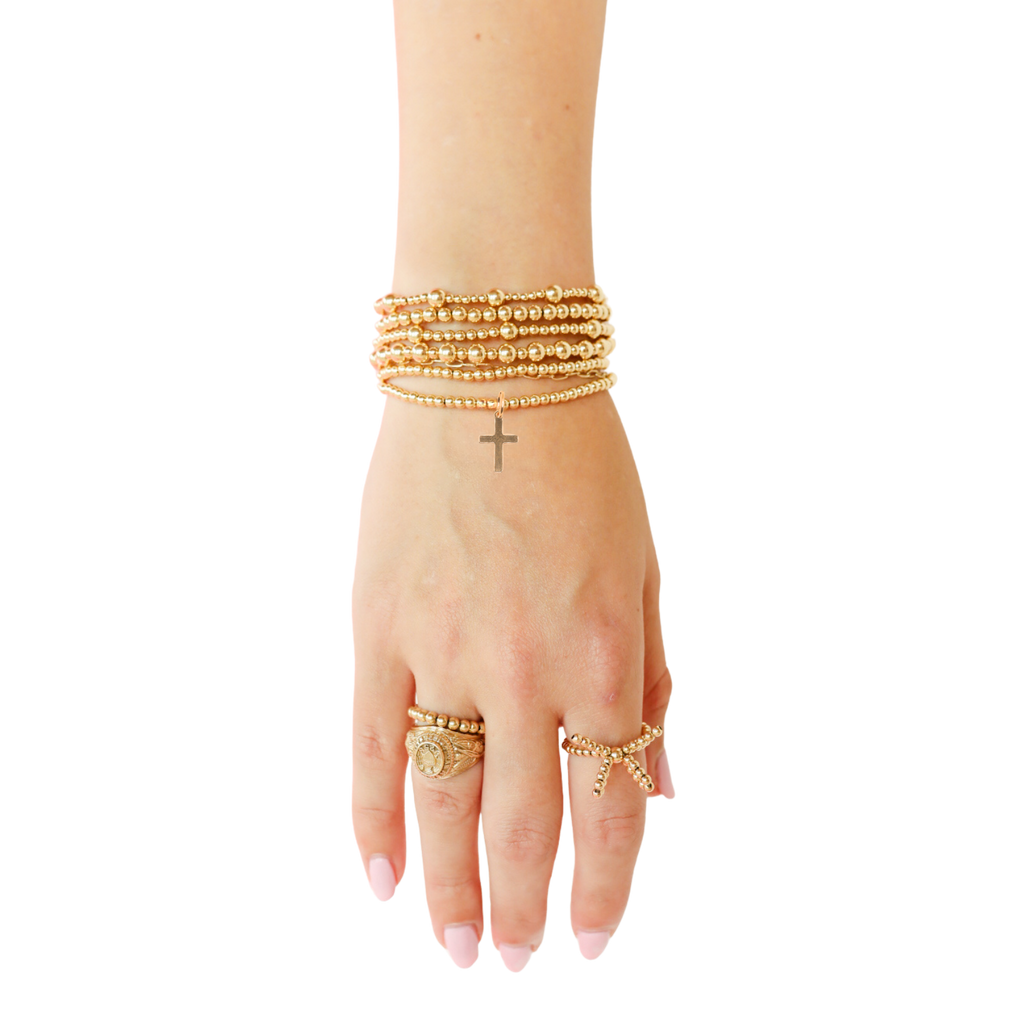 Cross Gold Charm Bracelet: Standard 6.75 inch