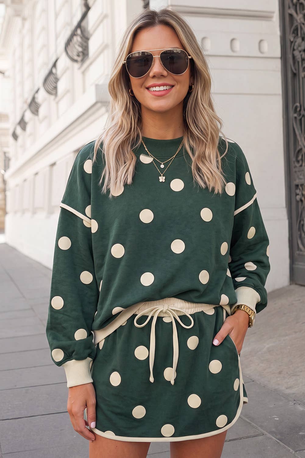 Polka Dot Print 2pcs Skort Set