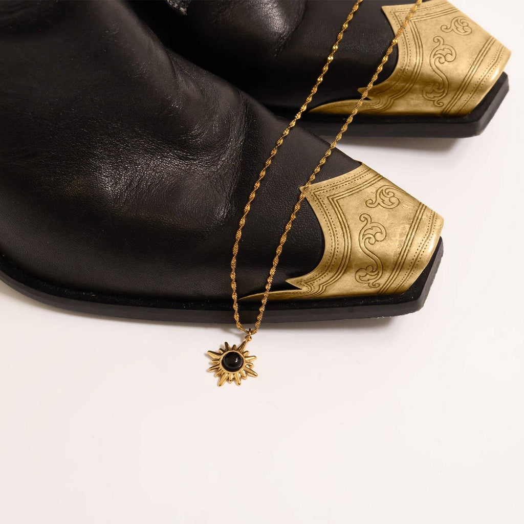 Black Stone Sun Charm - C149
