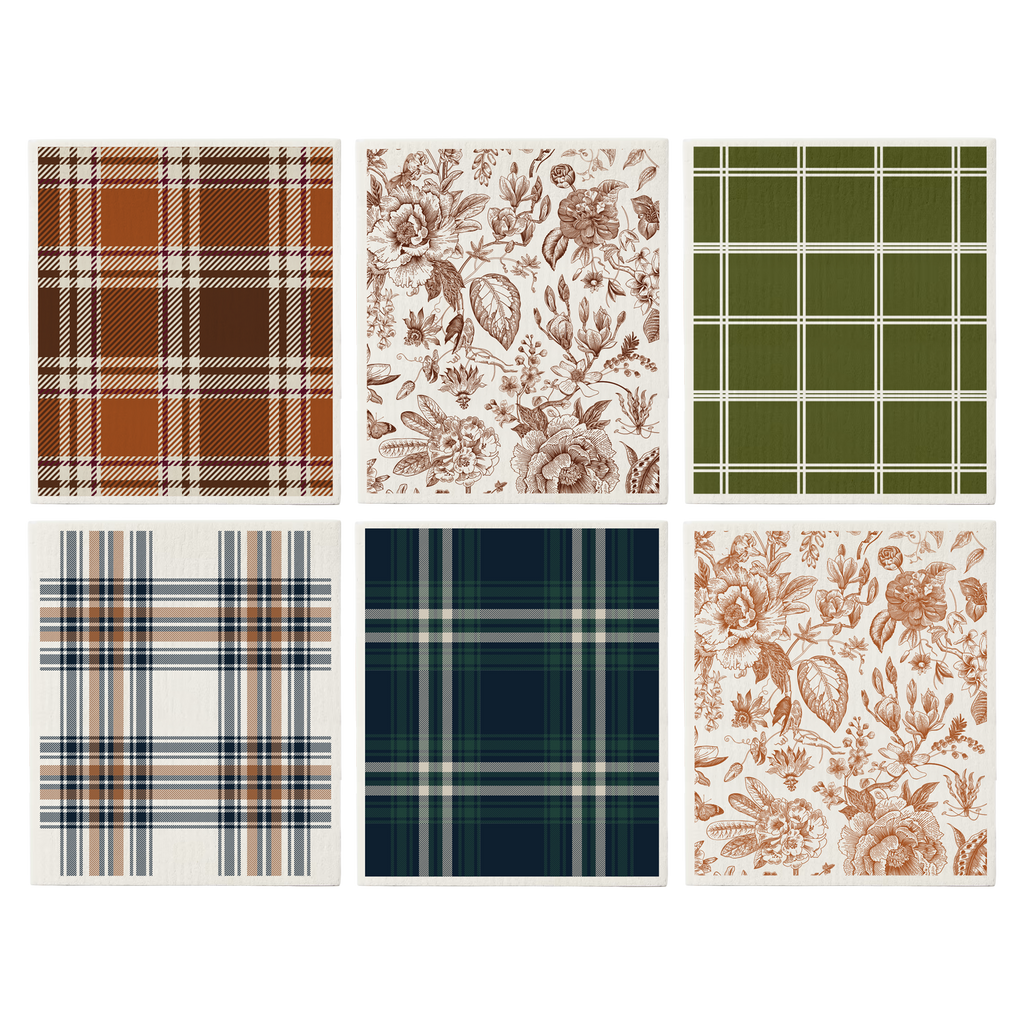 Fall Pattern Swedish Dishcloths, Set of 6 - FDC